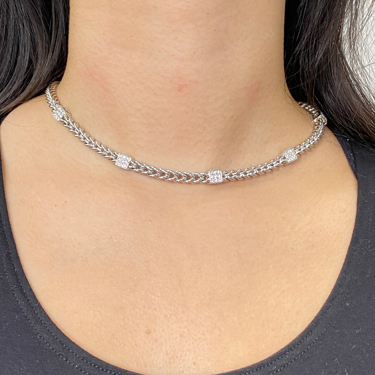 18K 6.3MM Box Cuban Diamond Chain 16"