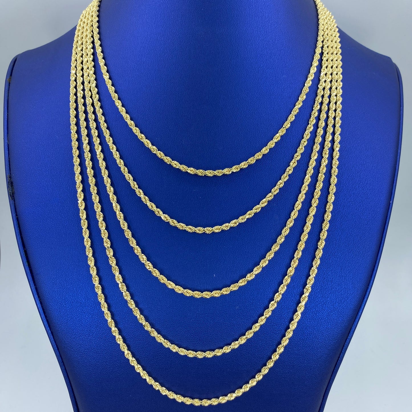 Rope Chain Necklace Real 10K Yellow Gold Full Collection