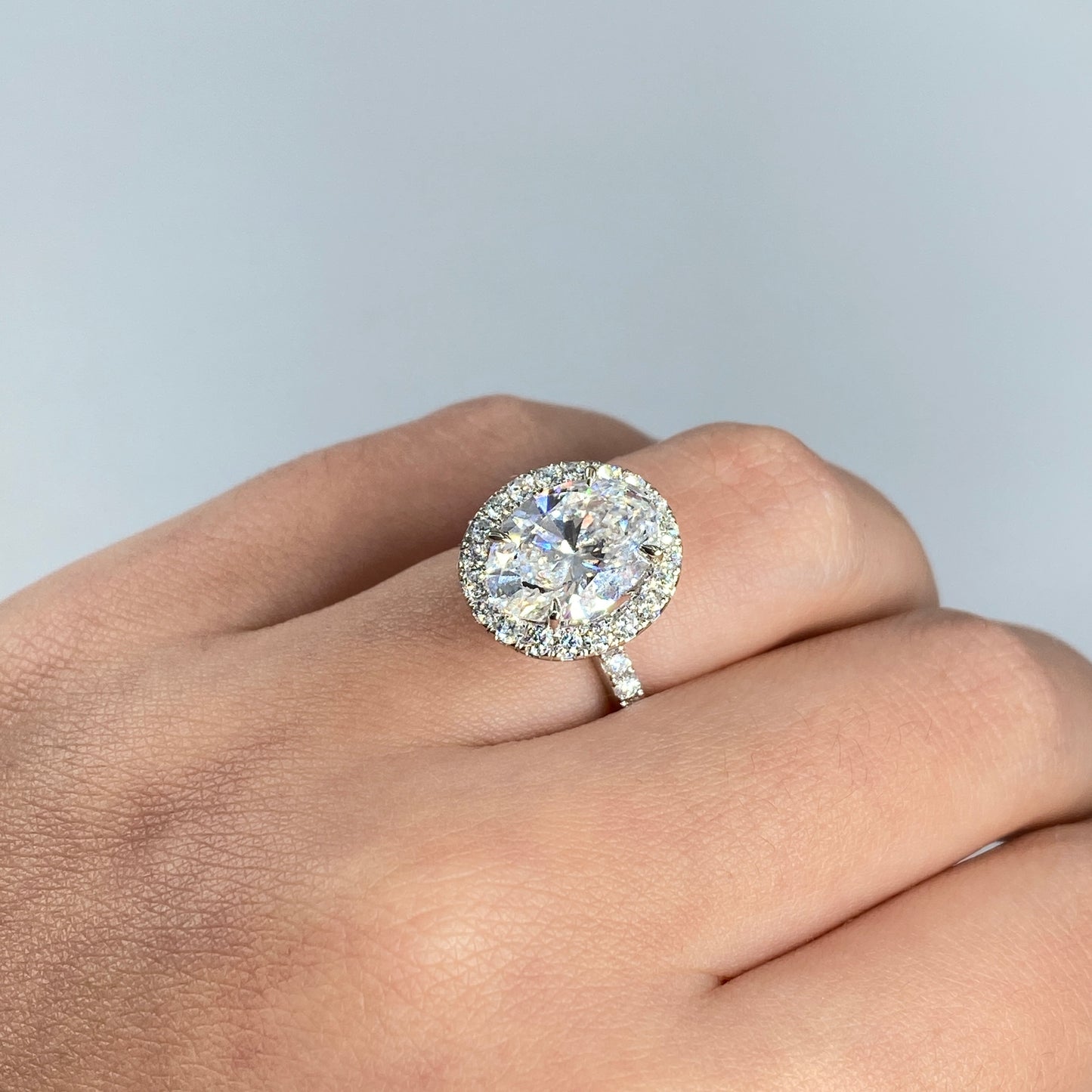 Custom 18K Luxe Halo Oval Diamond Engagement Ring