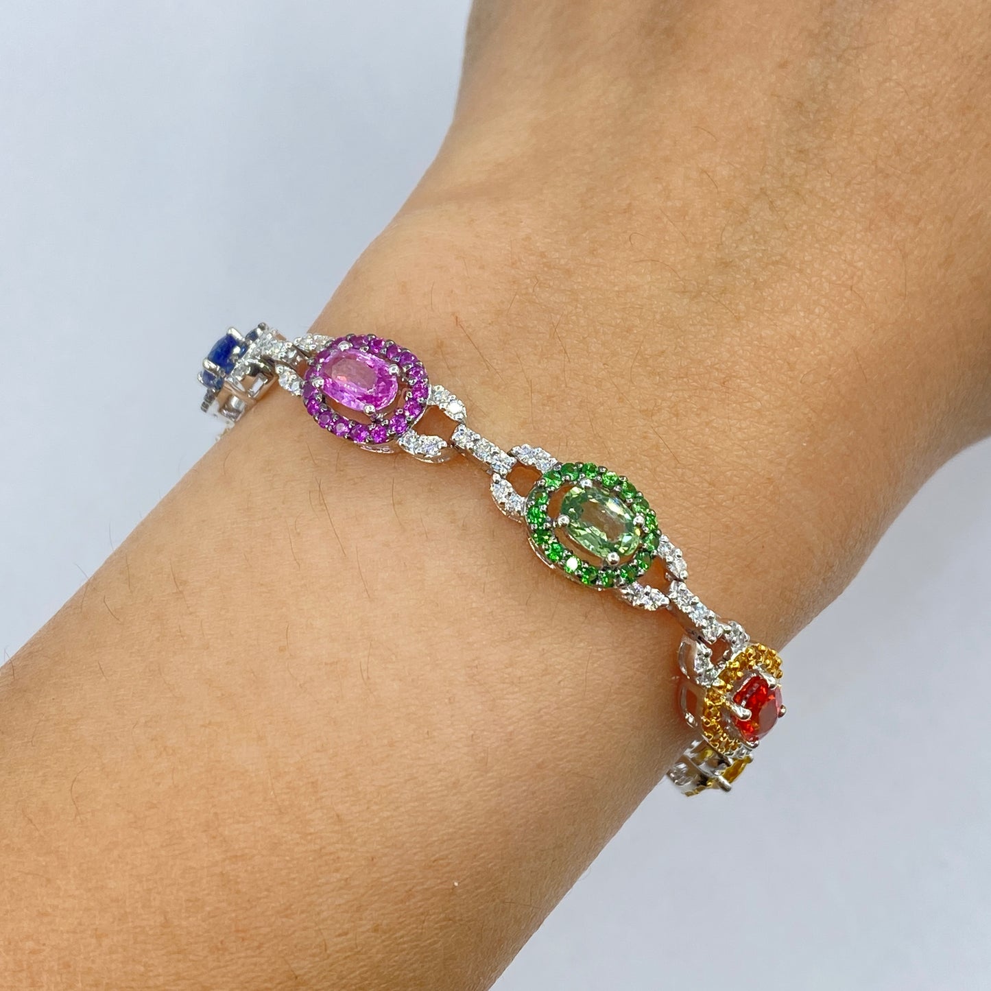 14K Rainbow Stones Diamond Bracelet