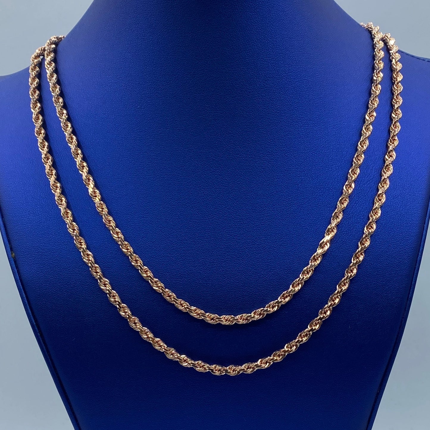 Rope Chain Necklace Real 10K Rose Gold Full Collection
