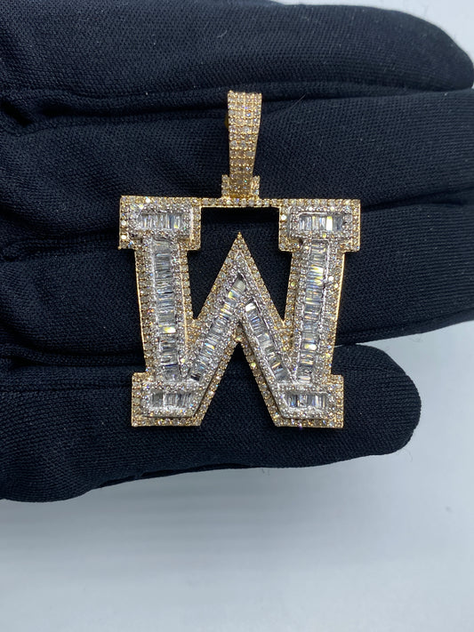 Initial W Baguette Pendant