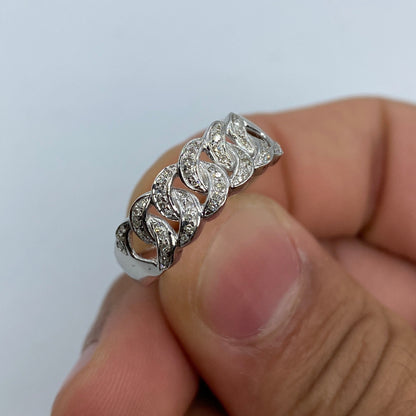 10K Cuban Link Diamond Ring (7mm)