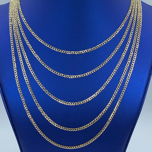 3.5MM Two-Tone Flat Cuban Link Chain 16-24"