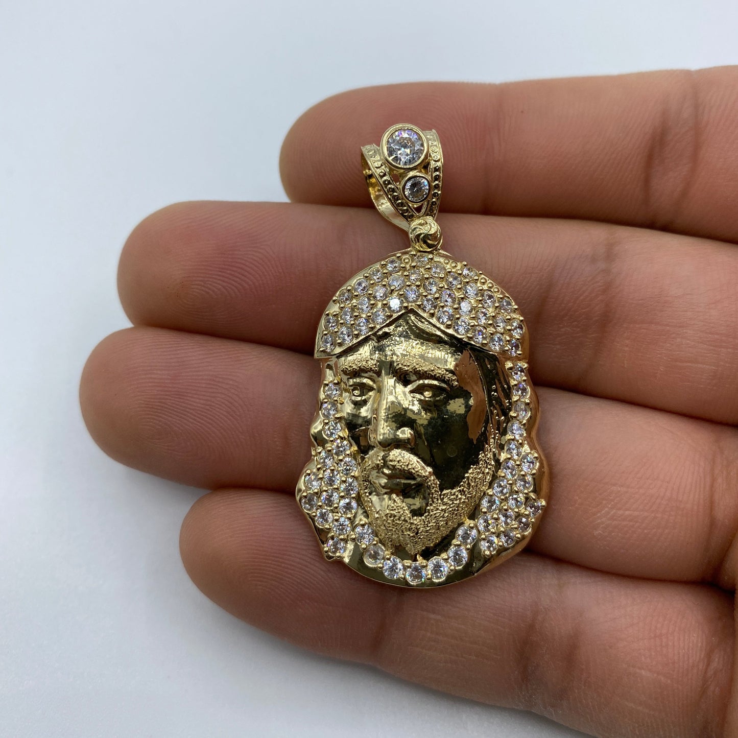 14K Jesus Head Pendant 1.9"