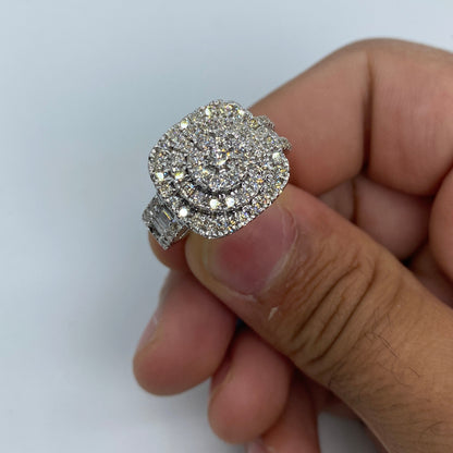14K Square Cake Diamond Baguette Ring