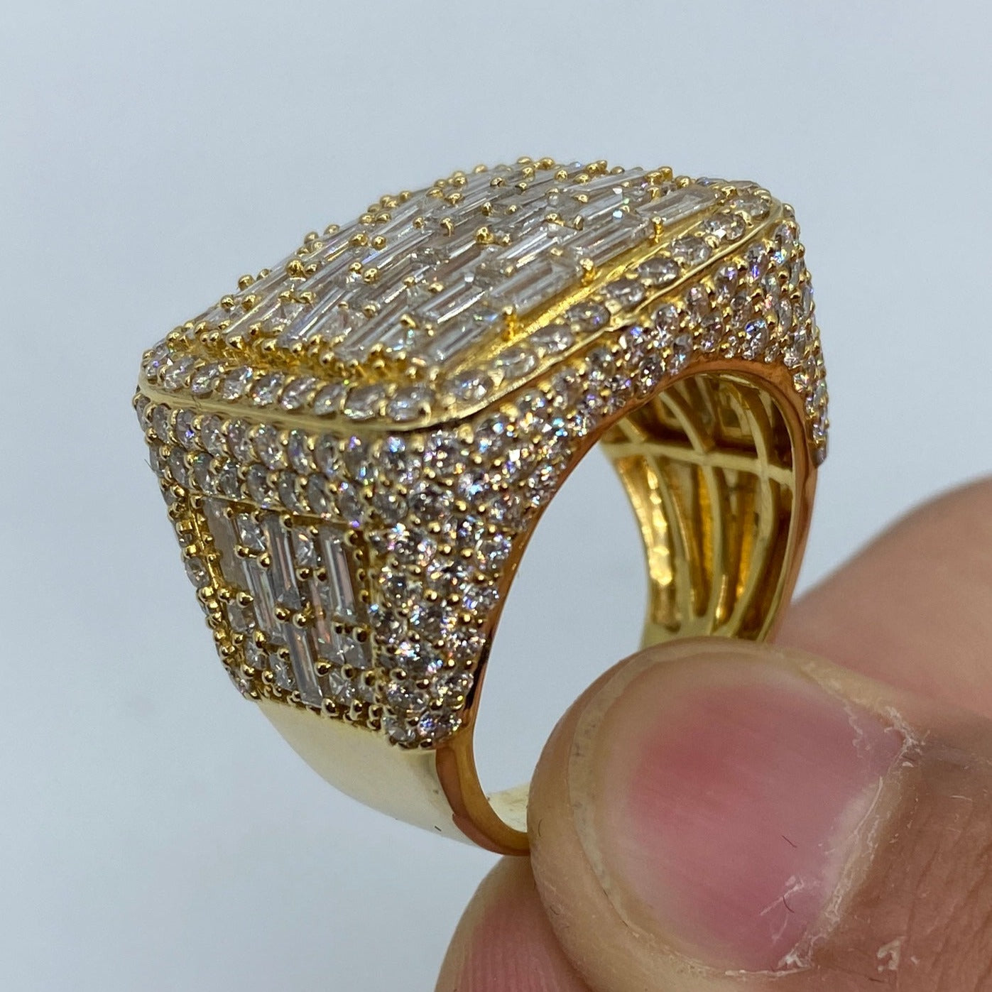 14K Emerald-Cut Square Diamond Baguette Ring