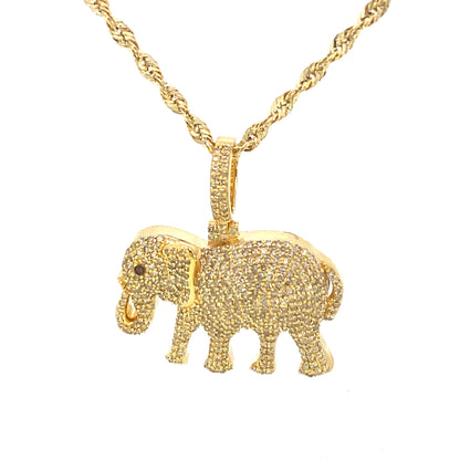 14K Elephant Diamond Pendant