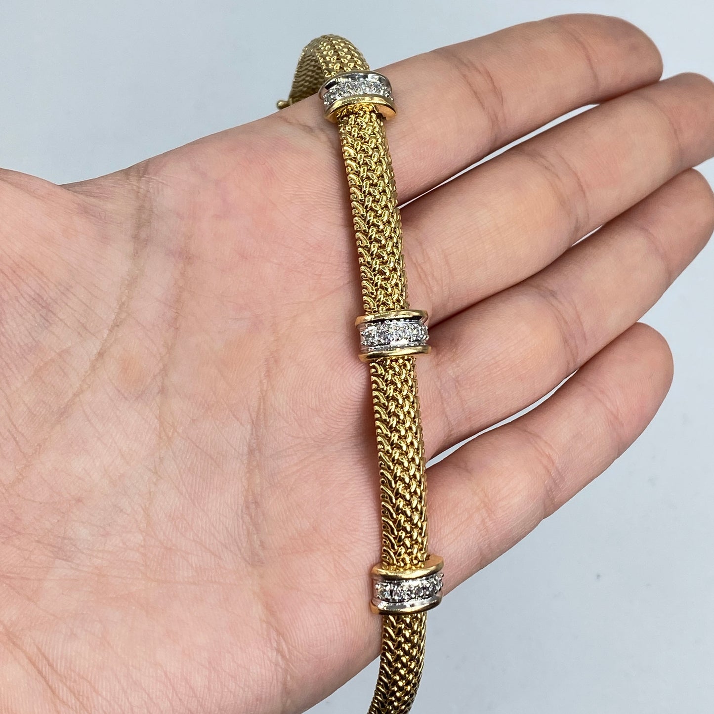 14K Gold Braided Diamond Bracelet