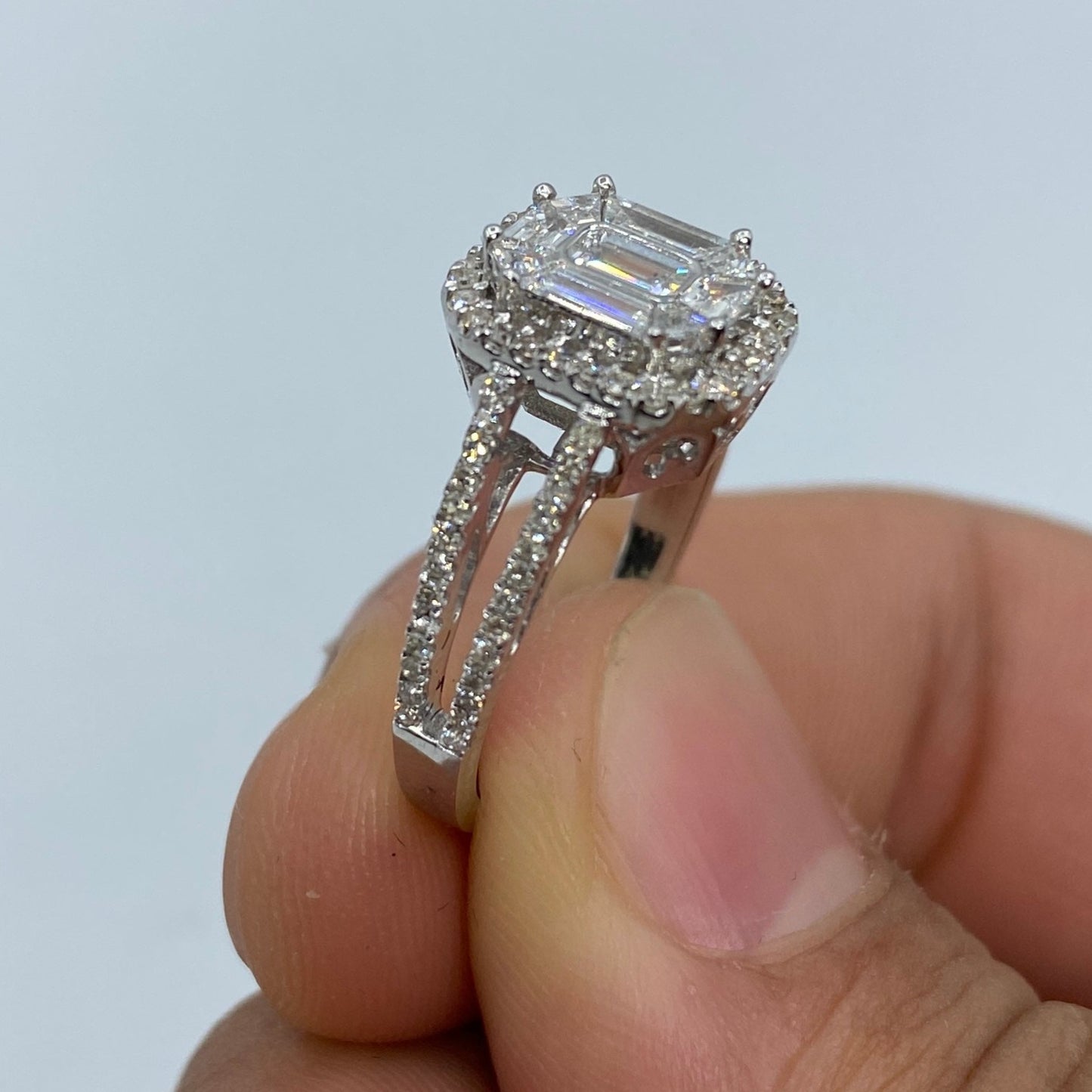 14K Rectangle Diamond Baguette Engagement Ring