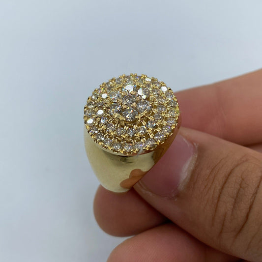 10K Yellow Gold Circle Cake Diamond Ring