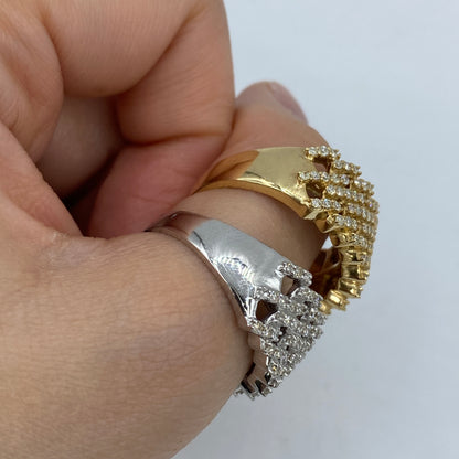 14K Double Cuban Link Diamond Ring