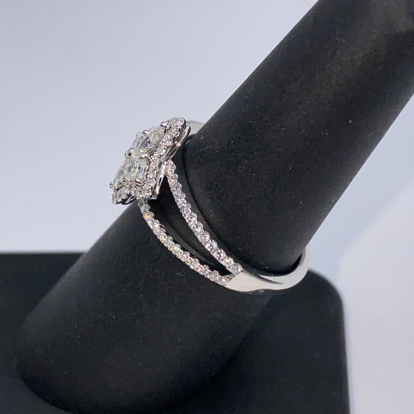 18K Floral Halo Diamond Ring