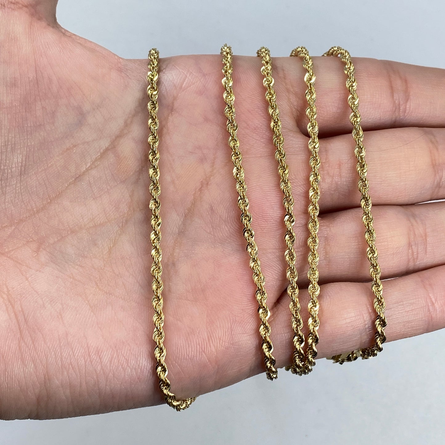 10K 2MM Rope Chain Necklace 18"