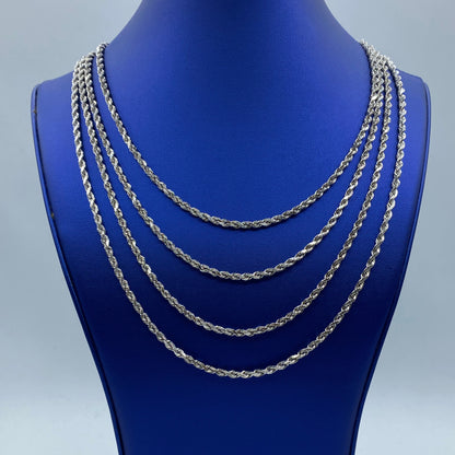 Rope Chain Necklace Real 10K White Gold Full Collection