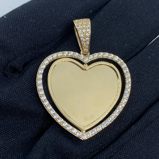 14K Spinning Heart Picture Photo Pendant
